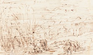 Figurer i et landskab [verso] af Thomas Barker