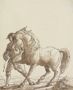 Mand, der leder en hest