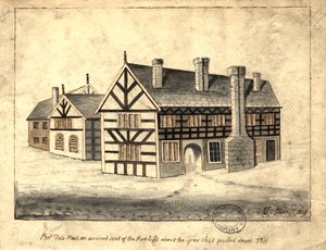 Pool Fold Hall, Manchester, 1819 (pen og blæk og vask på papir)