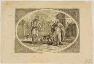 Fabel: En mand bidt af en hund af Thomas Bewick