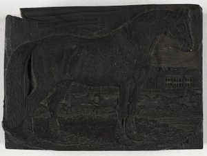 Træblok til Den sorte hest, fra a General History of Quadrupeds af Thomas Bewick