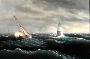 Fyrtårn (olie på lærred)