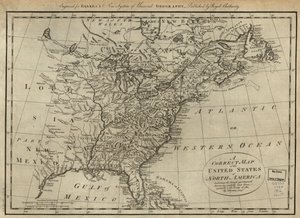 Et korrekt kort over Nordamerikas Forenede Stater; inklusive de britiske og spanske territorier, omhyggeligt fastlagt i overensstemmelse med traktaten af 1784. LOC 74692103 af Thomas Bowen