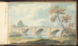 Album med landskabs- og figurstudier: Catterick Bridge af Thomas Bradshaw