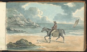 Album med landskabs- og figurstudier: Man Riding a Horse on the Beach