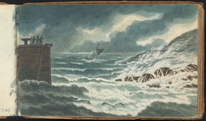 Album med landskabs- og figurstudier: Storm på havet af Thomas Bradshaw