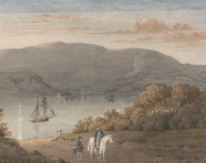 Port Louis fra La Petite Montagne (Twilight) med en rytter og figurer i forgrunden