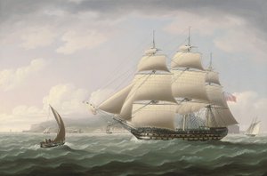 Det Ærede Ostindiske Kompagnis skib Dunira passerer Funchal-bugten på øen Madeira - Thomas Buttersworth af Thomas Buttersworth