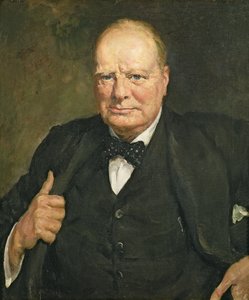 Portræt af Sir Winston Churchill (1874-1965) (olie på lærred)