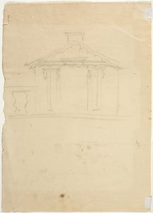 Frihåndstegning af elevation af nyt studie i Cedar Grove af Thomas Cole