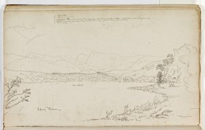 The Head of Windermere, Lake District, England, 1829 (pen og blæk over blyant på papir) af Thomas Cole