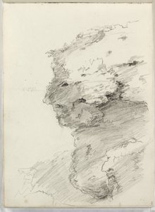 Untitled (detail of a cliff with foliage) 1831 (pencil on paper) af Thomas Cole