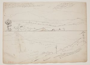 Udsigt mod Ossipee-bjergene; Udsigt med fjerne bjerge af Thomas Cole