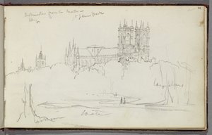 Westminster Abbey from the North, St. James Park, c.1830 (pencil on paper) af Thomas Cole