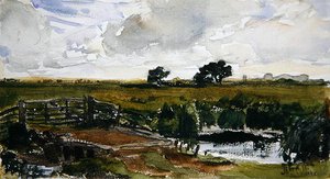 Eng nær Arundel (akvarel på papir) af Thomas Collier