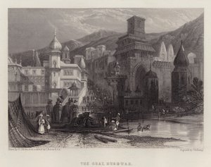 The Ghat, Hurdwar (farve litho)