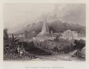 Det store tempel, Hurdwar (farve litho)