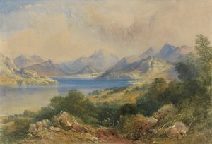 Bjergrig scene med en sø af Thomas Colman Dibdin