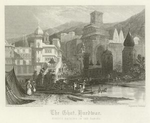 The ghat, Hurdwar, Indien af Thomas Colman Dibdin