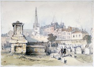 Udsigt over Bunhill Row fra Bunhill Fields, Finsbury, Islington, London, c1860. af Thomas Colman Dibdin