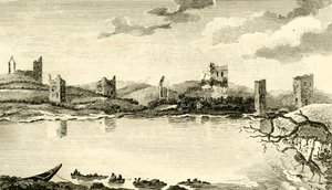N. Udsigt over ruinerne af Clomines, Co. Wexford, 1791. af Thomas Cook