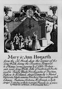 Handelskort til Mary og Ann Hogarths butik, 1807, 1827. af Thomas Cook