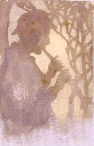 A Woodlander, or Piping to the Never Never Land (akvarel) af Thomas Cooper Gotch
