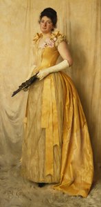 Damen i guld - Et portræt af fru, c.1891 af Thomas Cooper Gotch