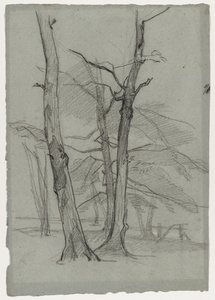 Landskabsstudie med træer, ca. 1870-1875. af Thomas Couture
