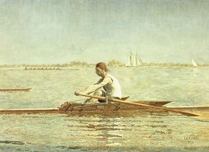 John Biglin in a Single Scull, 1873 af Thomas Cowperthwait Eakins