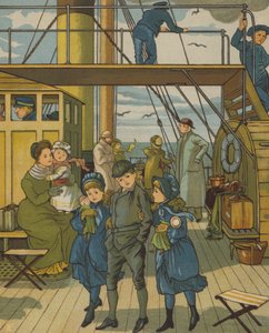 Krydser kanalen (farve litho) af Thomas Crane