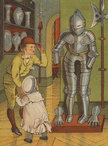 Paris: Manden i rustning på Musee de Cluny (farve litho) af Thomas Crane