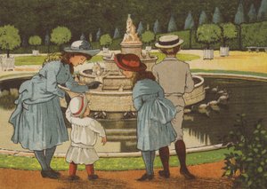 Paris: en dag i Versailles (farve litho) af Thomas Crane