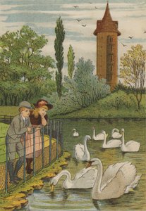 Paris: svanerne (farve litho) af Thomas Crane