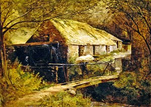 Dolgelly Mill, North Wales (olie på lærred) af Thomas Creswick