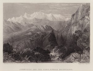 Jumnoutri og keglen, Himala-bjergene (farve litho) af Thomas Creswick