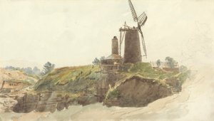 Landskab med vindmølle af Thomas Creswick