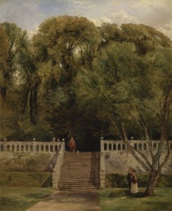 På terrassen ved Haddon Hall, Derbyshire af Thomas Creswick