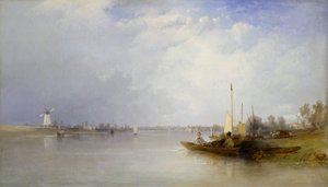 Udsigt over Themsen ved Battersea, 1834. af Thomas Creswick