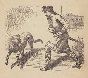 Llewellyn og hans hund (koloreret stik)