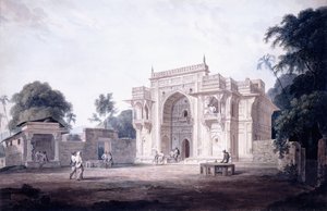 En port, der fører til en moske, Chunargarh, Uttar Pradesh, S. 1789-90 af Thomas Daniell