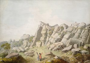 Figurer hos Brimham Crags (akvarel på papir) af Thomas Daniell