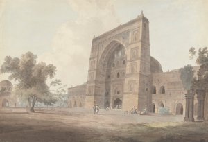 Hovedindgangen til Jami-moskeen, Jaunpur af Thomas Daniell