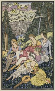 Illustration til Boccaccios Dekameron (farvelitografi)
