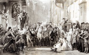 Prins Charles Edward (1720-88) og højlænderne på vej ind i Edinburgh efter slaget ved Preston, 21. september 1745 (se 105438)