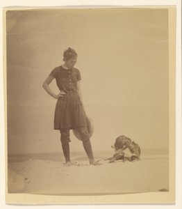 [Margaret Eakins og Harry på stranden i Manasquan, New Jersey] af Thomas Eakins