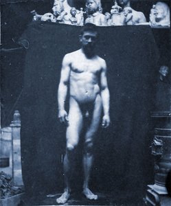 Nøgenportræt af Samuel Murray i Eakins atelier, 1890 (cyanotype)