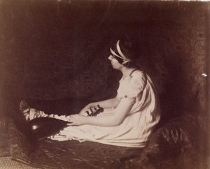 [Siddende kvinde med lut] af Thomas Eakins