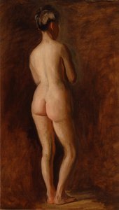 Stående kvindelig nøgenmodel (set bagfra) af Thomas Eakins