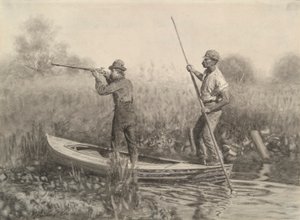 Undersøgelse til jernbaneskydning fra en punkt af Thomas Eakins